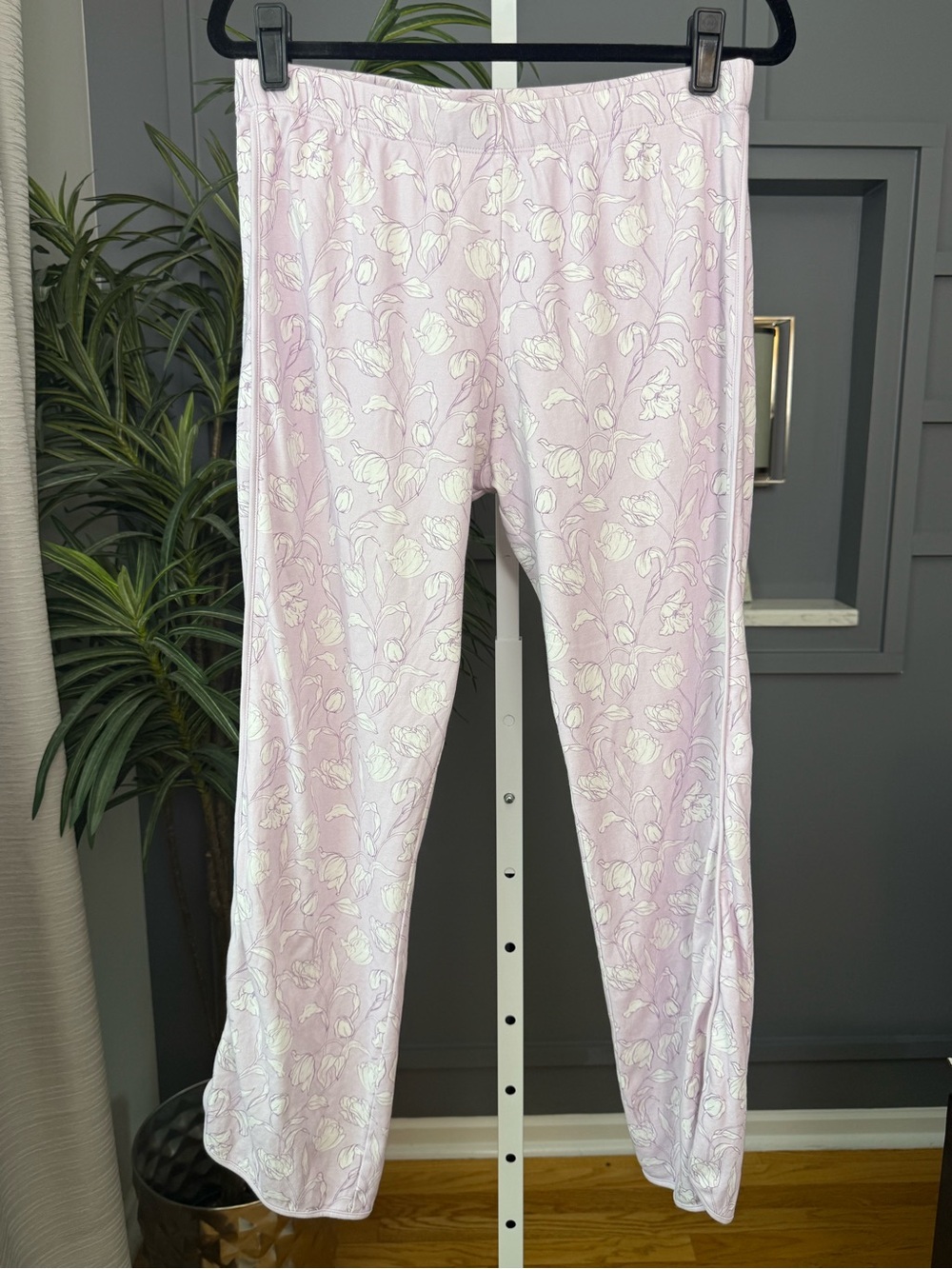 LAKE Pima Cotton Wildflower Vine Floral PJ Set Lavender M Pants Short Sleeve Top - Picture 9 of 16